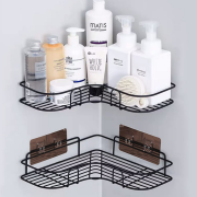 2Pcs Bathroom Corner Storage Shelves Wall Mounted Rack Metal